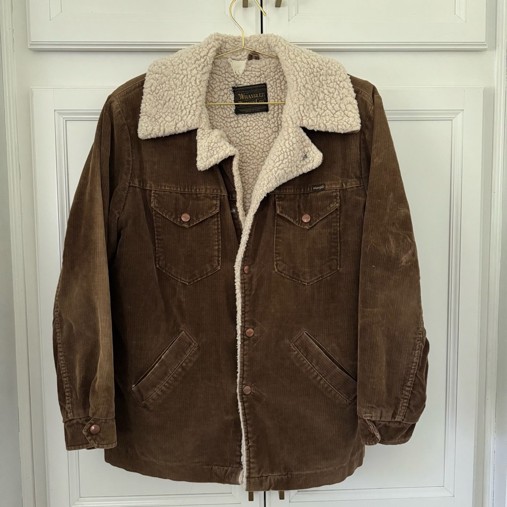 Wrangler Wrange Brown Corduroy Jacket with Cream Sherpa Lining